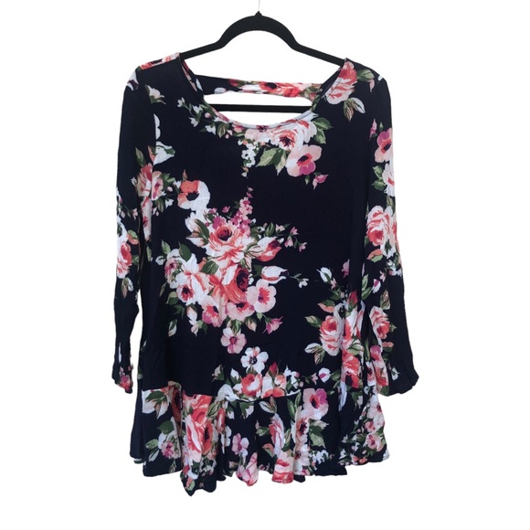 Altar'd State Tops - Altar’d State Navy Blue Floral Blouse size M